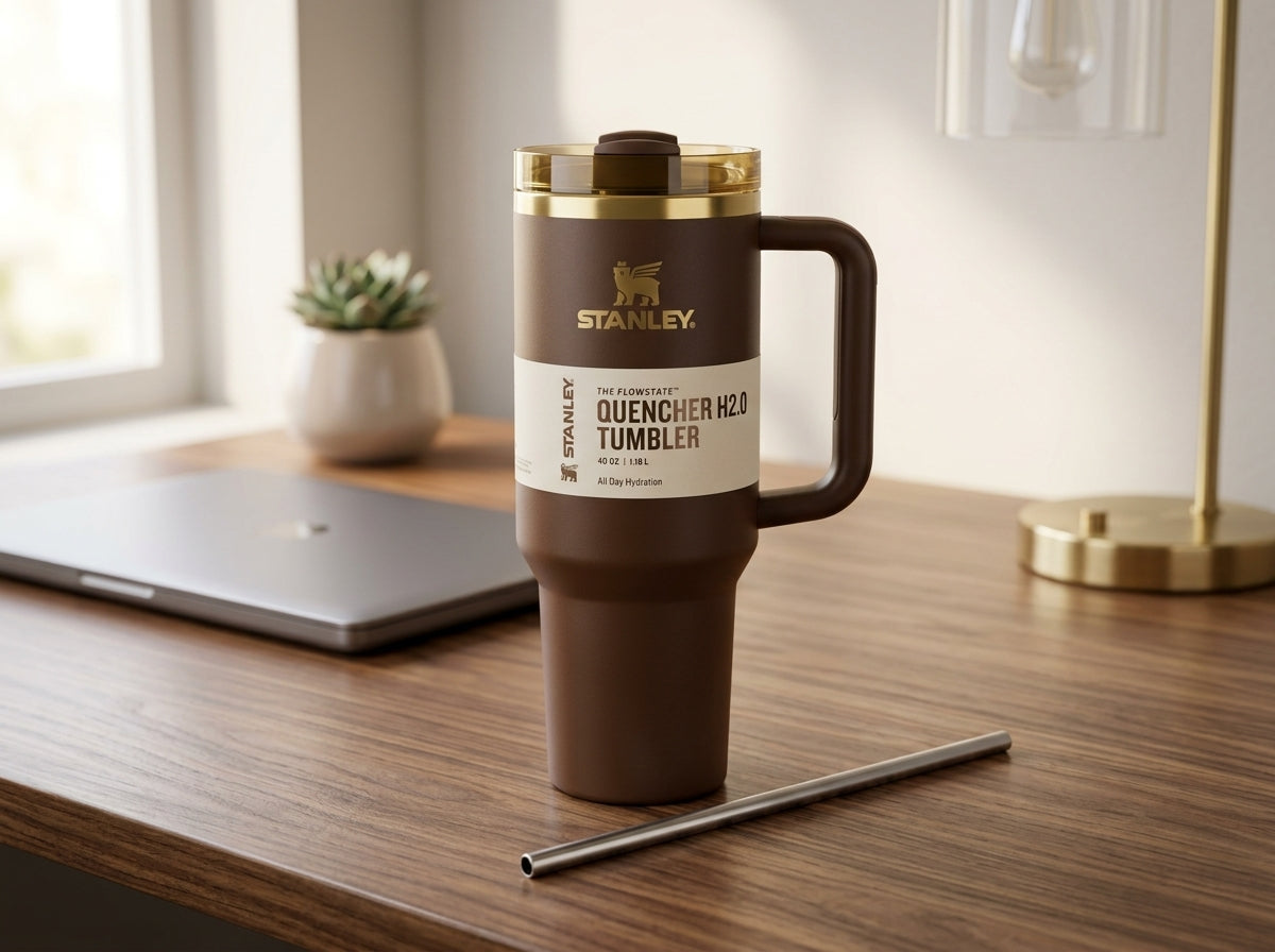 Stanley Quencher H2.0 FlowState 40oz Tumbler – Chocolate Gold – New & Free Shipping