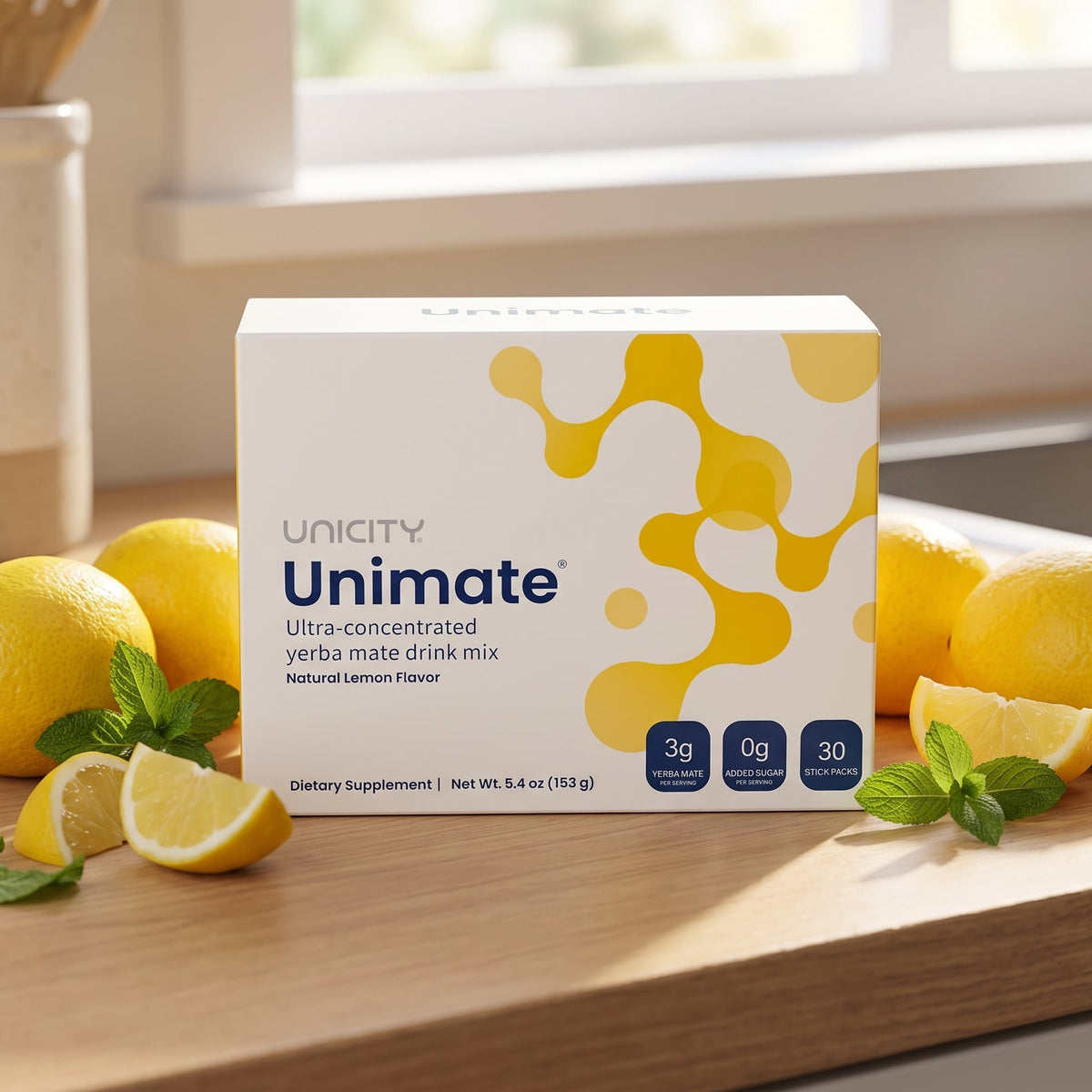 Unicity Unimate Lemon Flavor Supplement – Pack of 30 – New – Free Shipping