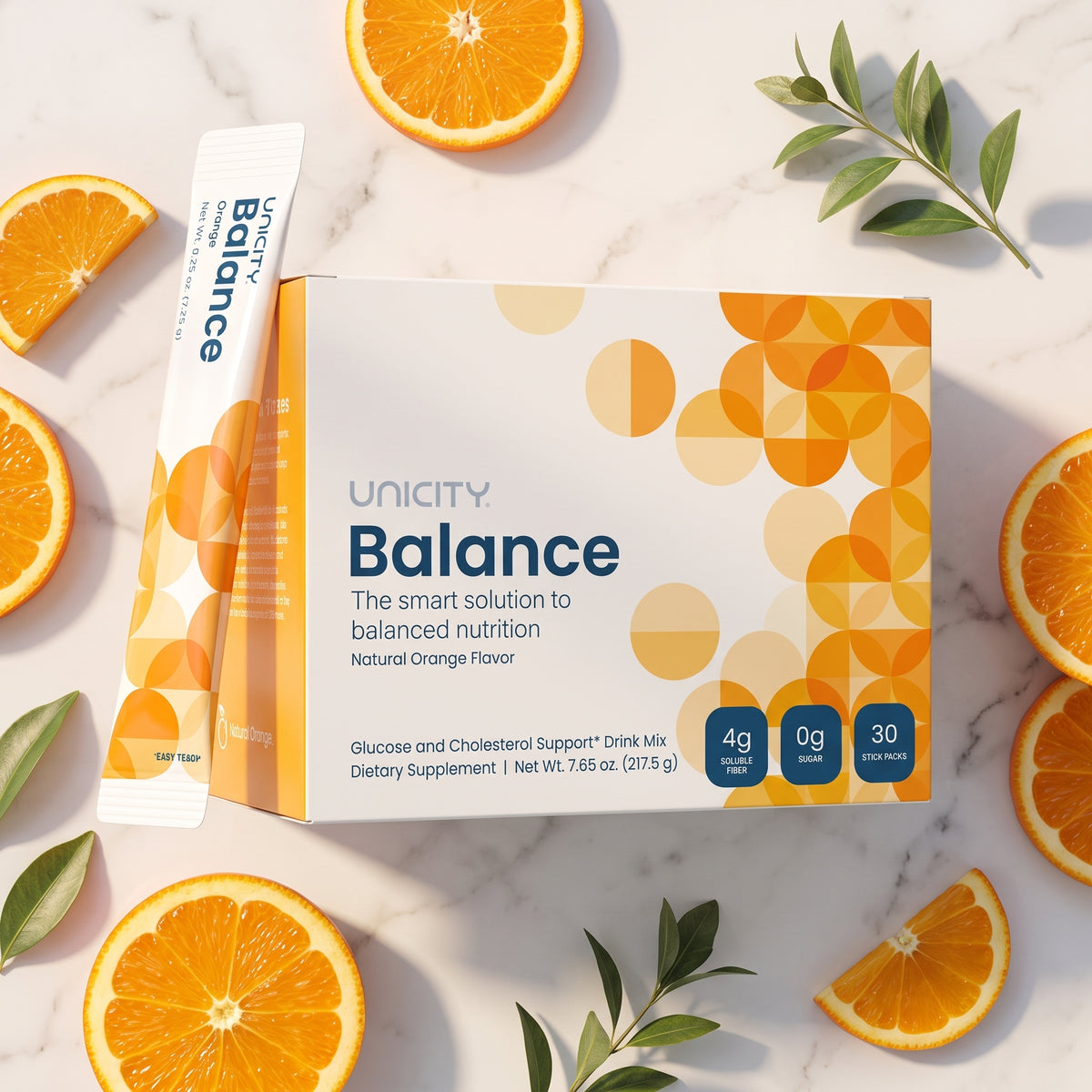 Unicity Balance Dietary Supplement NATURAL ORANGE, 30 Stick Packs - Exp. 4/2028